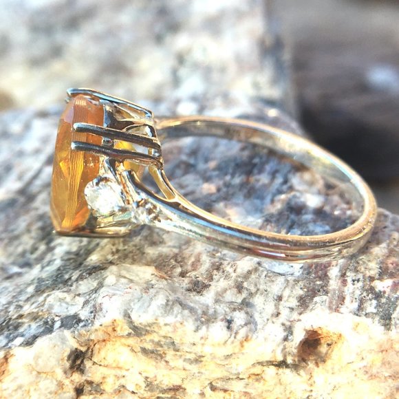 Genuine Burmese Amber .925 Ring RARE 16mm Fat Pear Sterling Silver Natural - Picture 3 of 16